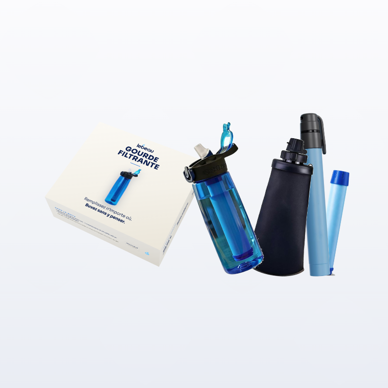 Pack Complet Lebeau : gourde, flasque, stylo et membrane de rechange