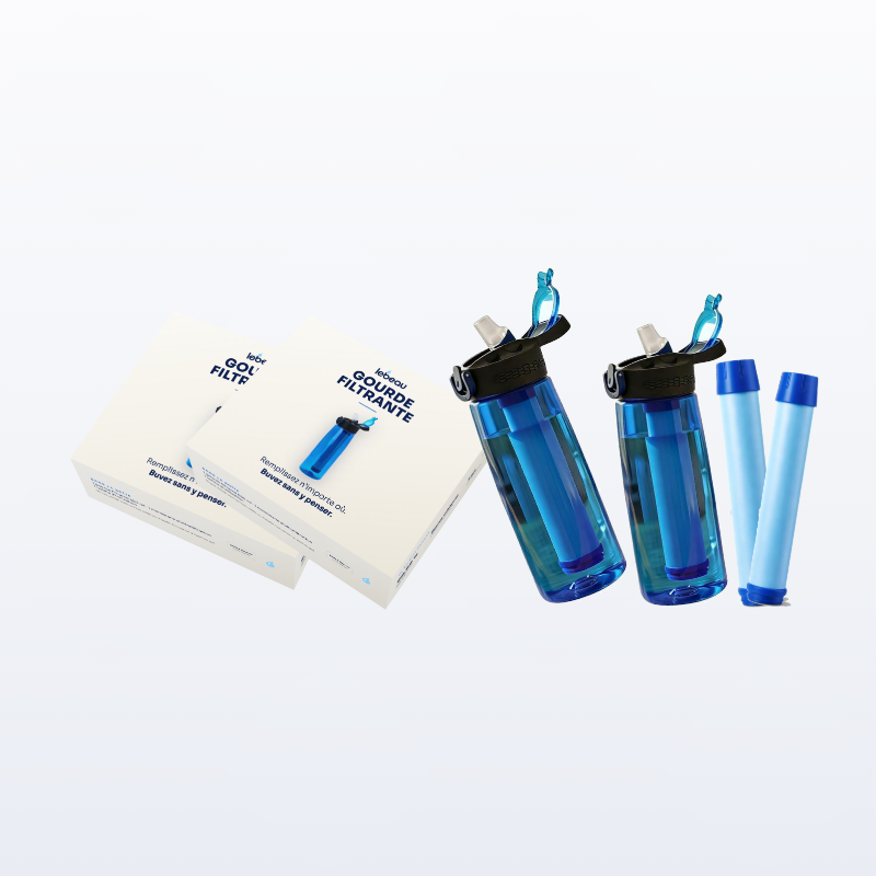 Pack Famille : deux gourdes filtrantes et deux membranes de rechange